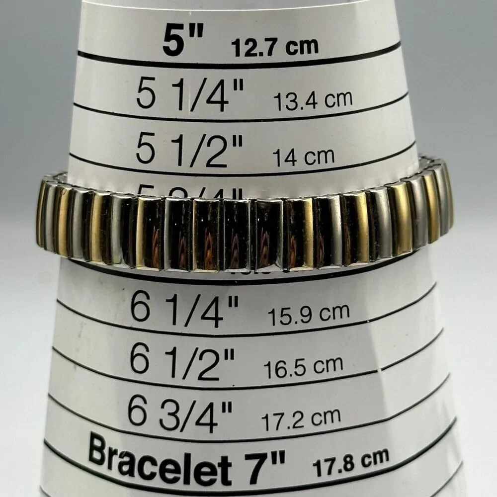 3/$30 Two Tone Watch Women Gold Silver Easy Read Dial Stretch Band New Battery